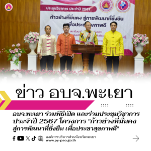 องค์การบริหารส่วนจังหวัดพะเยา เป็นประธานในพิธีเปิด และร่วมประชุมวิชาการ ประจำปี 2567 โครงการ “ก้าวย่างที่มั่นคงสู่การพัฒนาที่ยั่งยืน เพื่อประชาสุขภาพดี”